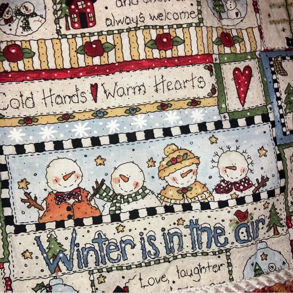 Autumn Harvest & Winter Snowman Double Side Throw Blanket 42x44 inches‎
